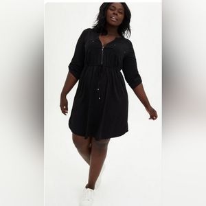 Torrid Zip Front Challis Dress 1X Black